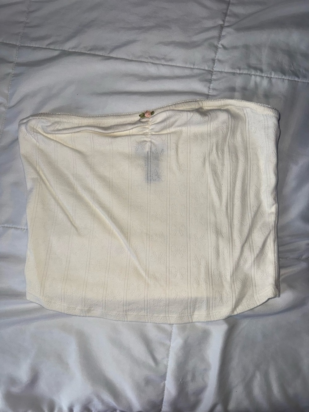Cream Knit Tube Top with Subtle Texture